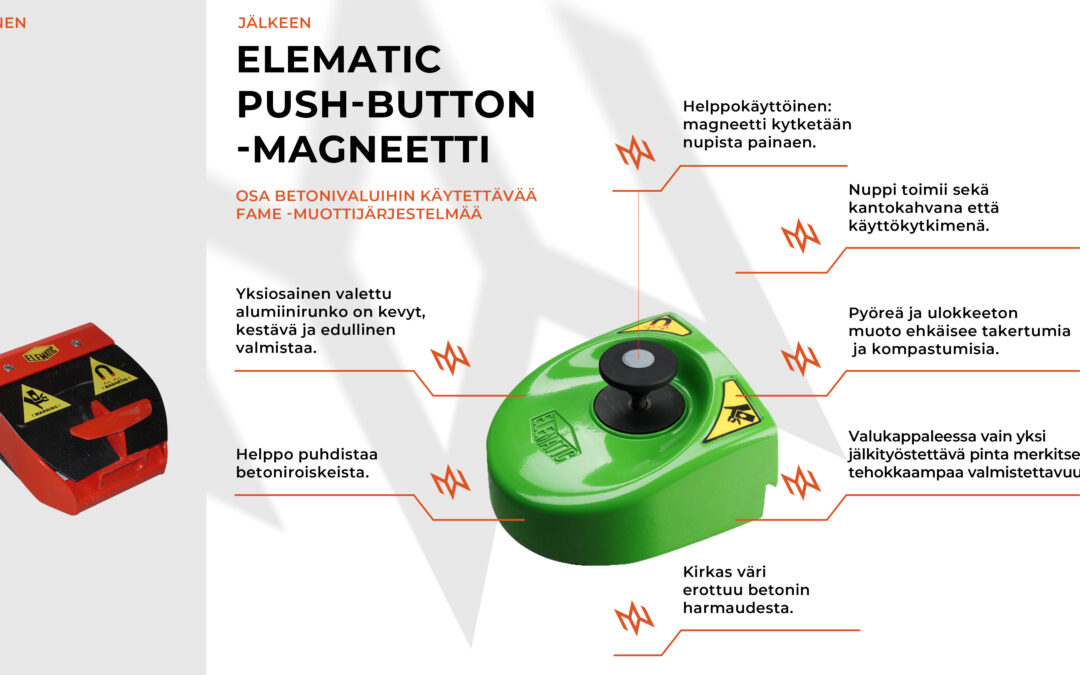 Erään muotoiluprojektin anatomia: Elematic Push-Button -magneetti